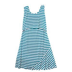 Milk Nursingware XL Teal Green and White Striped Sleeveless Tank Dress Nursing